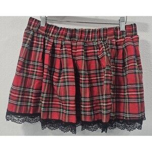 ADOME XL Red Plaid Emo Y2K Goth Punk Cosplay Lolita Schoolgirl Sexy Mini Skirt